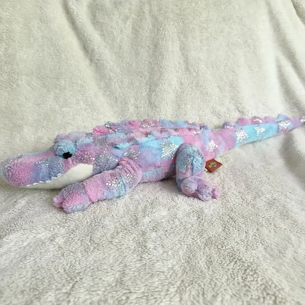 Adventure Planet Pink Purple Glitter Crocodile Alligator Plush Toy 20” Stuffed